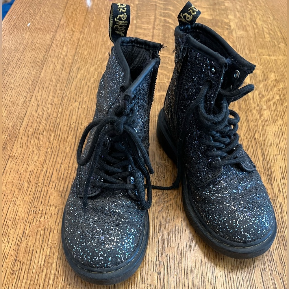 Doc marten black sparkle boots size 12